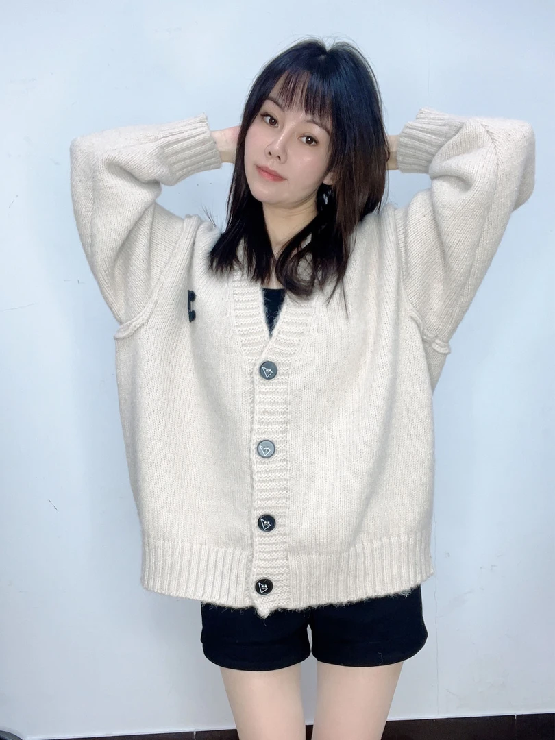 茶系复古慵懒风毛衣外套女秋季2023新款氛围感宽松奶甜时尚针织衫