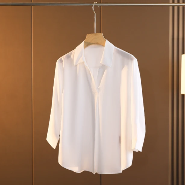 【凡黛卡】【拉拉专属】春夏新款半开领衬衫七分袖通勤休闲新品上衣