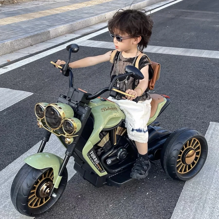 儿童电动摩托车三轮车男女小孩1-5岁可坐人充电遥控电瓶玩具机车