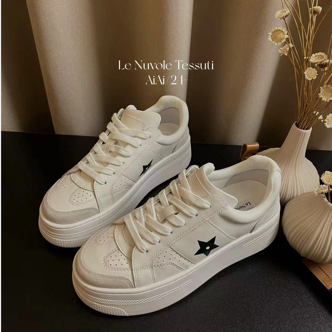 【AiAi】走秀款 牛皮五角星小白鞋 特价处理  （663-1）