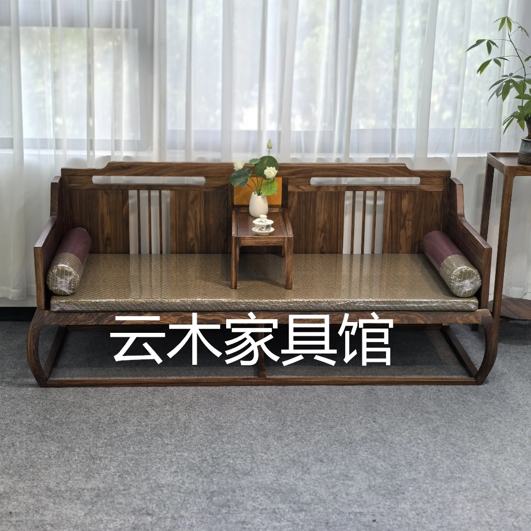 乌金木清风罗汉床禅意新中式实木小户型带炕几客厅禅意沙发罗汉榻