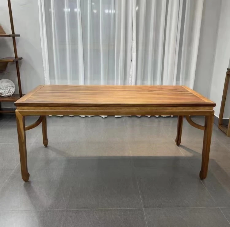 （胡桃木单桌）新中式胡桃木马蹄桌书桌简约餐桌阳台干泡湿泡茶桌