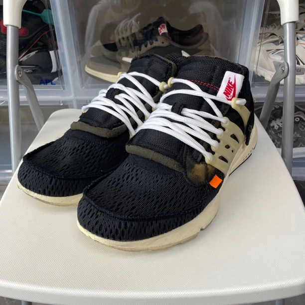 95新 47.5码 无盒 OW Nike Air Presto 黑白 老爹鞋