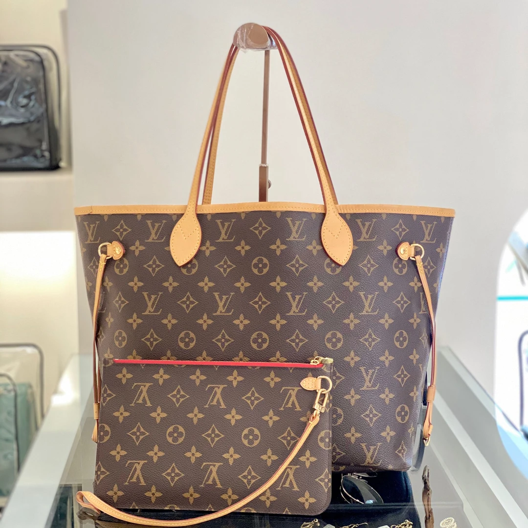 99新 LouisVuitton/路易威登 98新甄宝LV中号购物袋托特红色3416