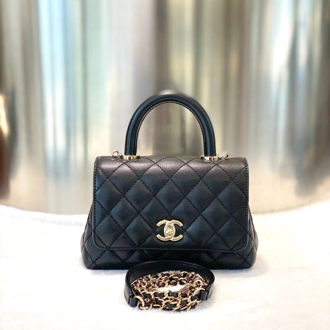 99新 Chanel/香奈儿 99新甄宝mini cocohandle憨豆包蜥蜴压纹手柄