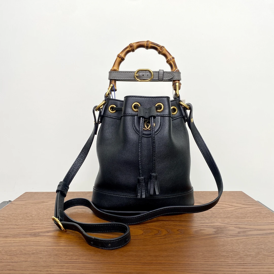 99新 GUCCI/古驰 甄宝98新古驰竹节迷你水桶包手提单肩包5294