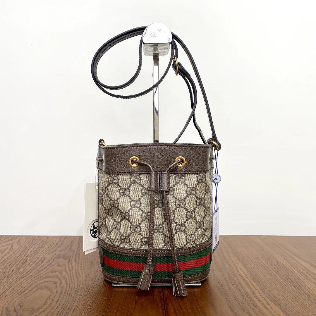99新 GUCCI/古驰 甄宝98新Gucci古驰迷你水桶包单肩斜挎包 2842
