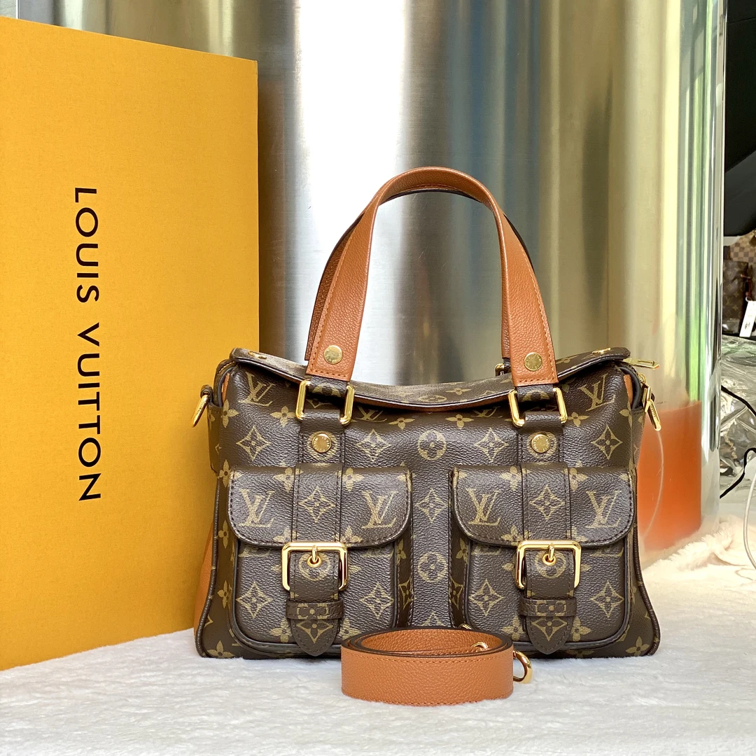 99新 LouisVuitton/路易威登 甄宝98新LV焦糖色曼哈顿单肩包0745