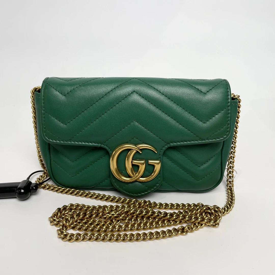 99新 GUCCI/古驰 甄宝98新GUCCI古驰马蒙mini斜挎包绿色8921