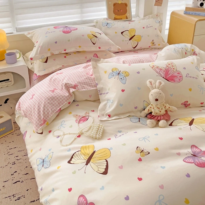 ％100斜纹印花磨毛加厚学生三件套四件套亲肤柔软舒适透气可爱