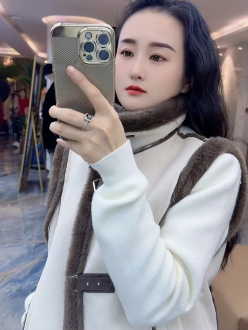 气质加厚皮毛一体休闲马甲