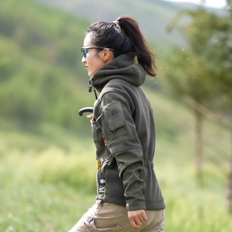 【断码清仓】春秋冬摇粒绒上衣户外休闲通勤连帽长袖保暖外套上衣