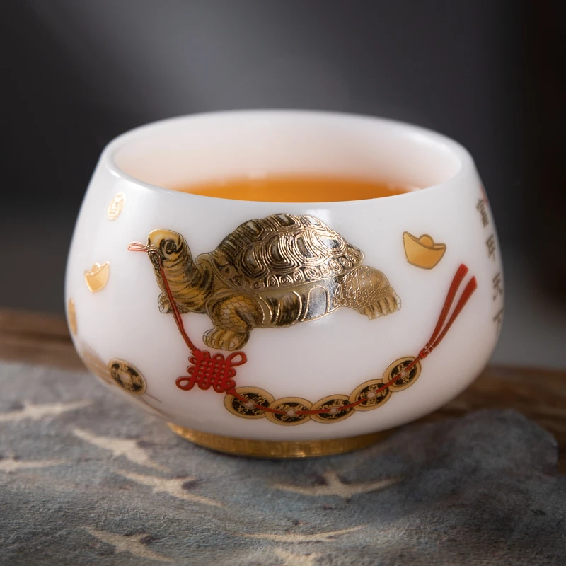 弘珹臻选 羊脂玉富甲天下个人专用杯品茗杯陶瓷茶具茶盏杯