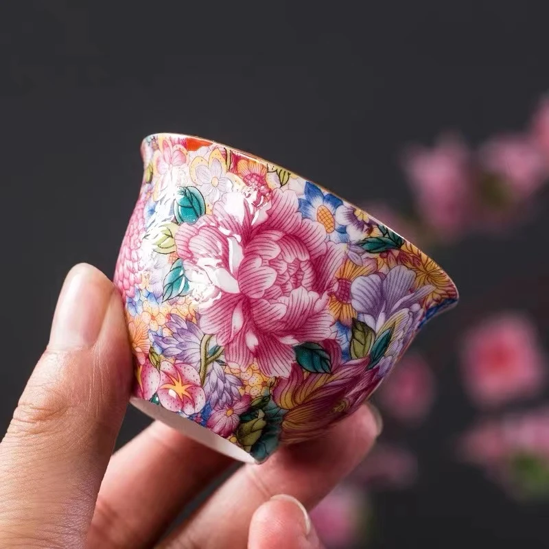 弘珹臻选 白瓷繁花品茗杯个人专用杯品茗杯陶瓷茶具茶盏杯