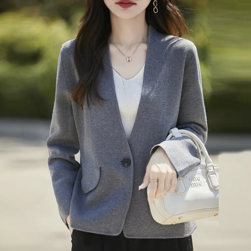 法式羊毛针织开衫显瘦上衣减龄洋气休闲外套长袖秋冬新款高级感女