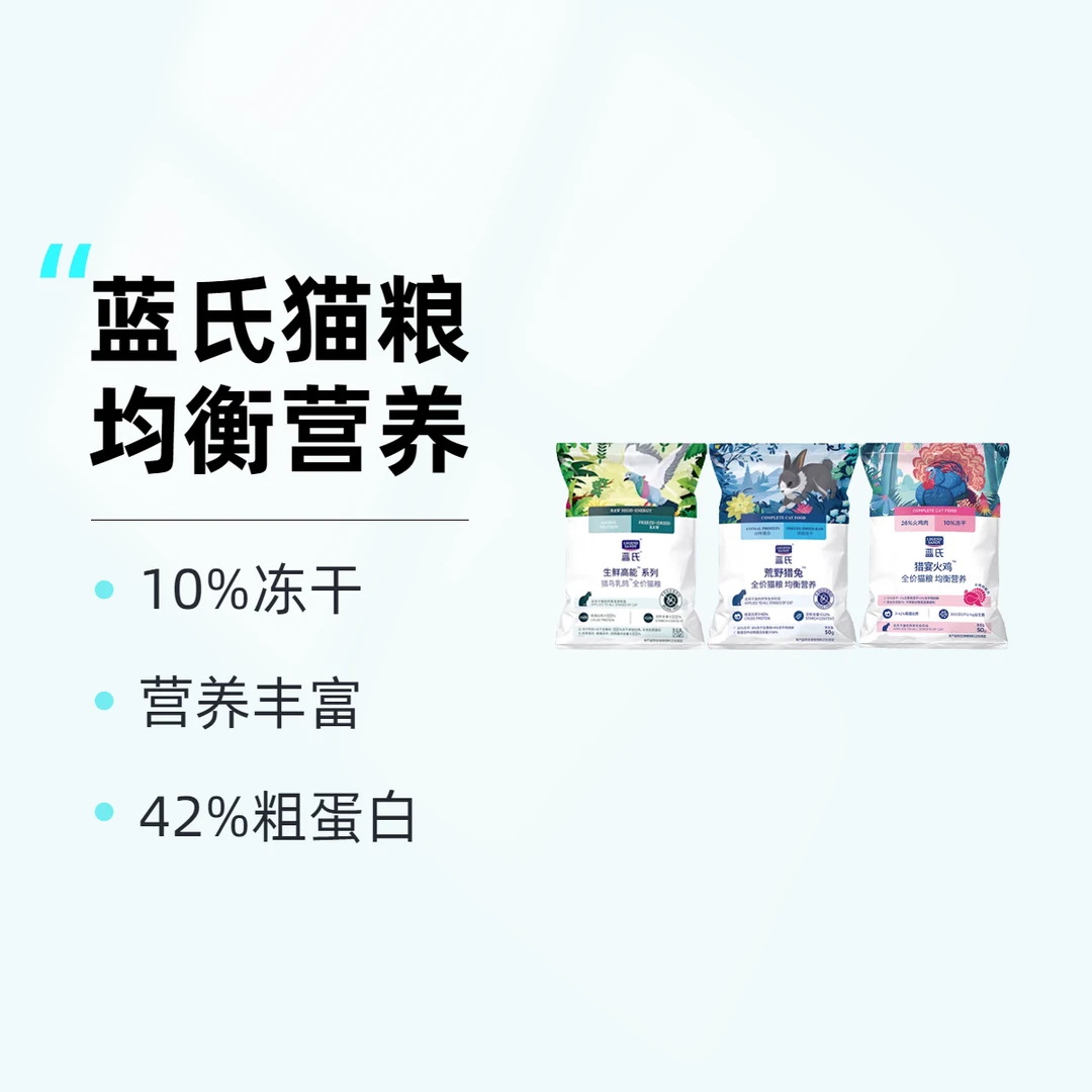 蓝氏猫粮试吃荒野猎兔冻干猫粮猎鸟乳鸽营养增肥发腮美毛