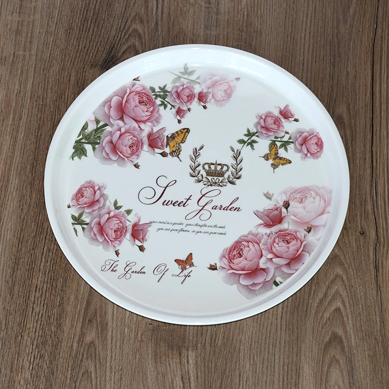 圆形托盘茶盘家用客厅水杯茶杯茶壶托盘欧式收纳桌面盘水果盘