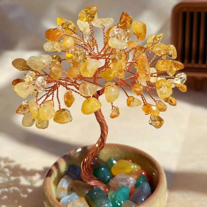 晶晶树桌面摆件手工轻奢ins风纯手工黄色手工艺中式陶瓷