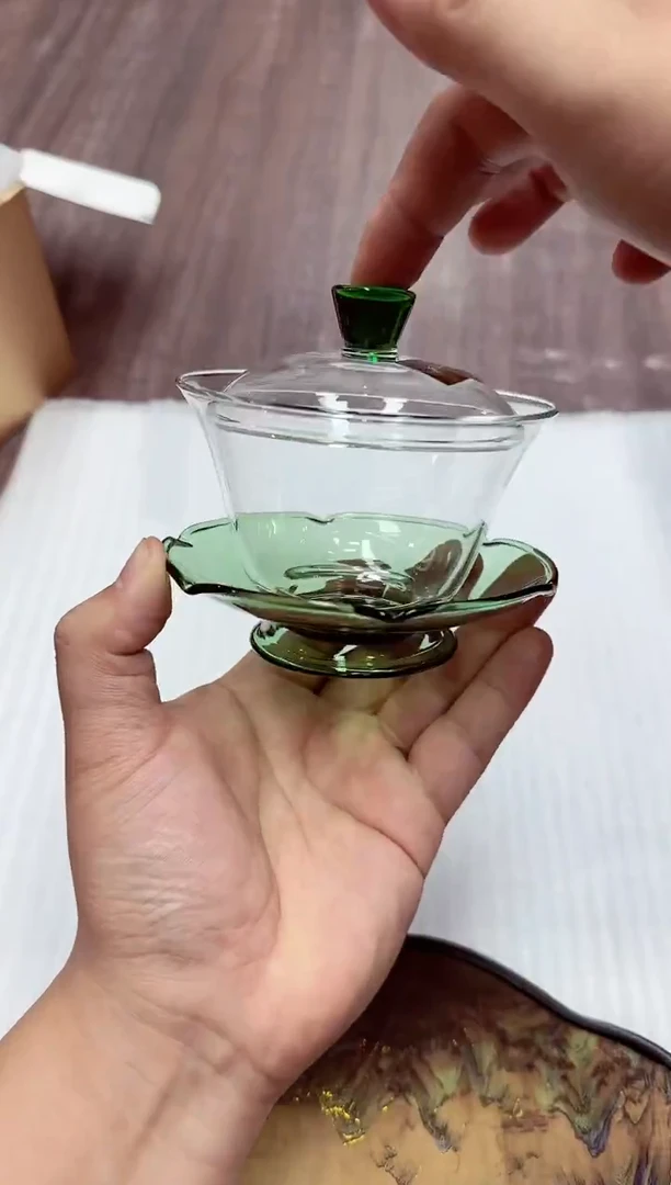 【闪购商品】瓷其他荷叶盖碗湖绿