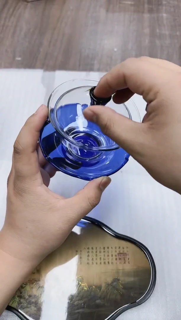 【闪购商品】瓷其他禾器荷叶盖碗宝蓝色