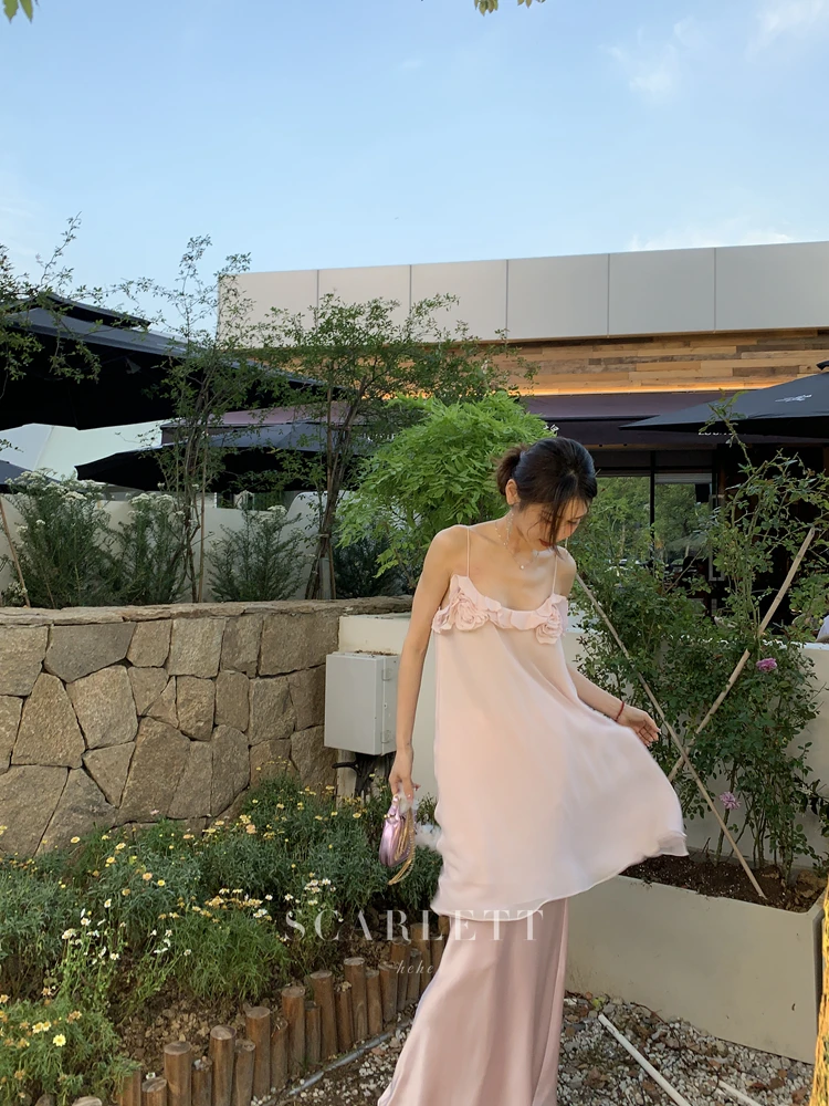 【5月】你的呵呵 纯手工立体花法式吊带连衣裙