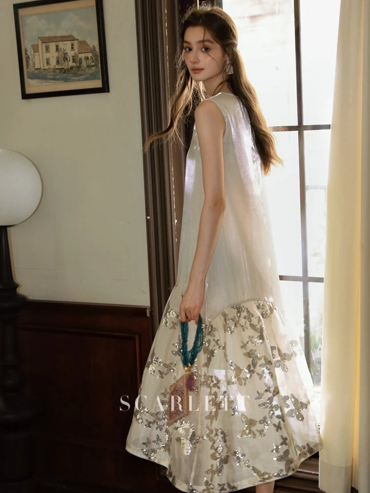 【7月第一期】你的呵呵  蝴蝶珠片刺绣开衫长裙/喇叭袖裙/吊带裙