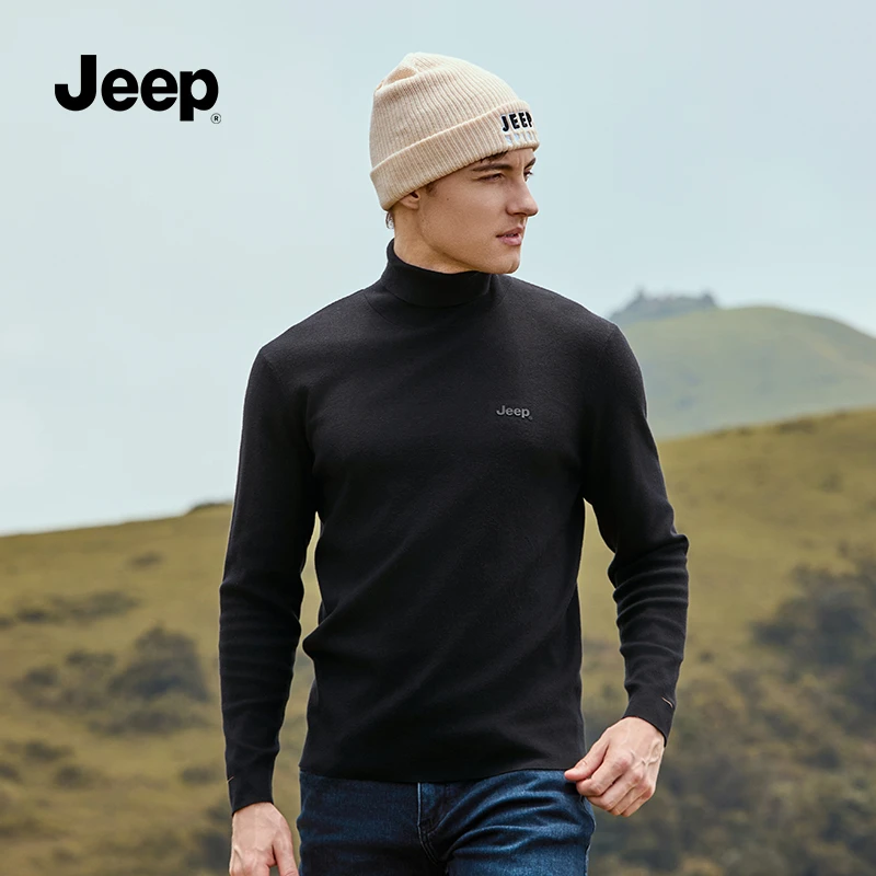 JEEP吉普男士纯色卫衣春季新款运动户外休闲高领卫衣新潮男装舒适