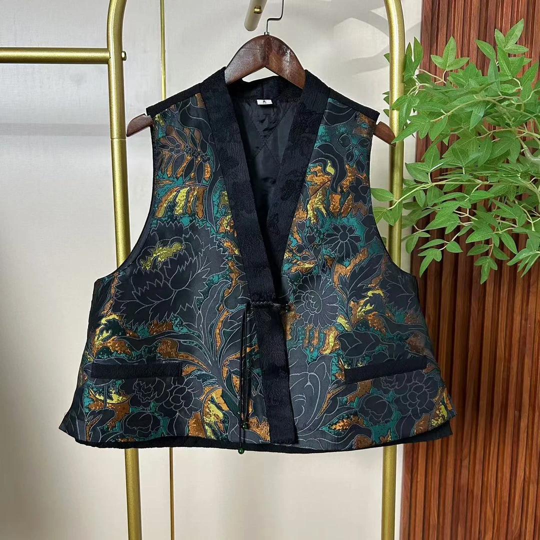 【佳佳】191新中式国风拼接棉服马甲显瘦复古百搭