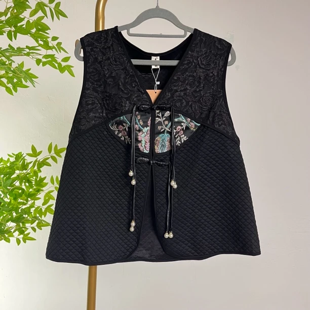 【佳佳】197原创设计国风时尚提花拼接马甲新款百搭