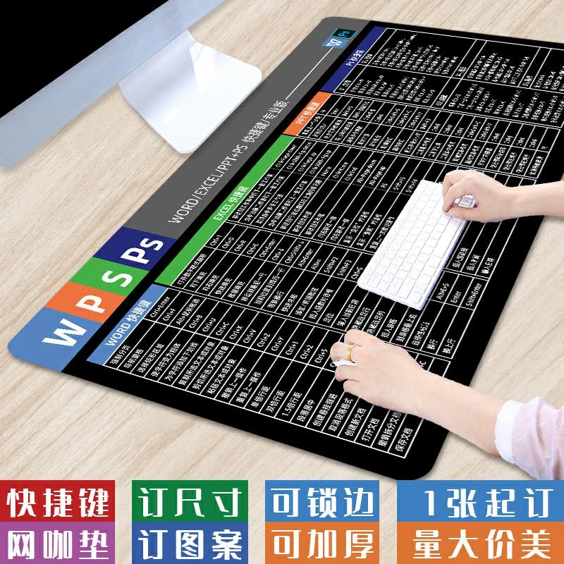 【WPS+PS快捷键】超大号C4D电脑垫RUSH鼠标垫PR桌垫PPT键盘垫定制