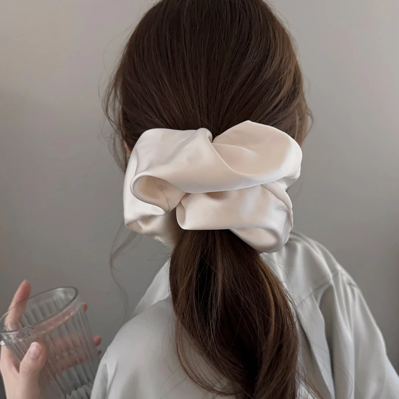 超大雅丹缎面大肠发圈女洋气气质头花发绳简约18CM发圈皮筋发饰