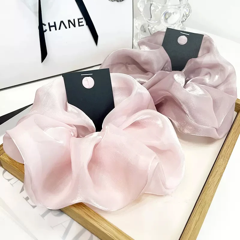 超大号超仙甜美大肠发圈头饰温柔纯欲风头绳日韩纯色发圈17CM头花