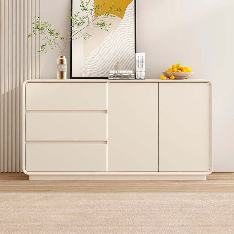 硕德林家用奶油风简约轻奢环保烤漆多功能储物柜置物餐厅餐边柜