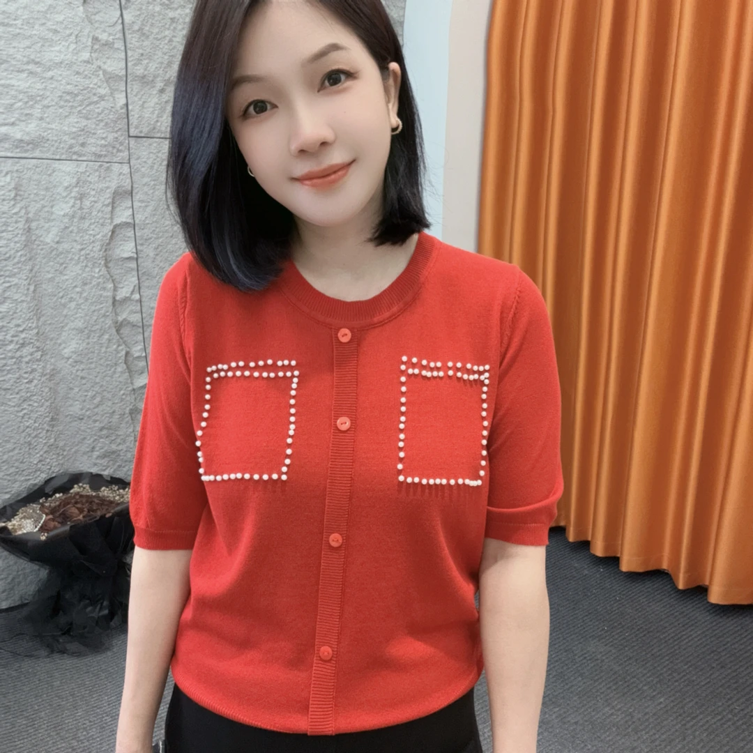 4600秋冬季新款【大米家专属】假开衫圆领中袖口袋打泡珠气质女神款