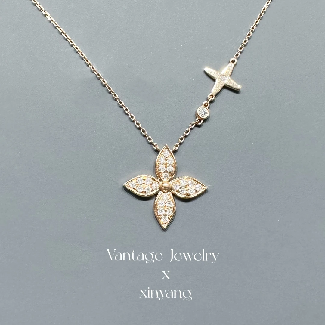 【欣阳】18K金 60分 四叶花项链时尚设计款