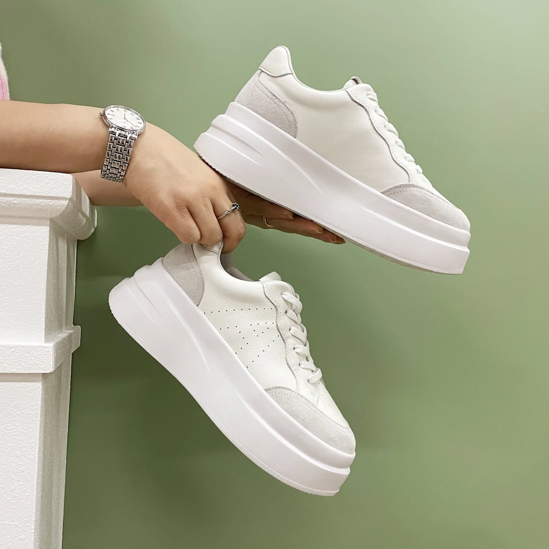 2024潮流真皮设计感厚底小白鞋低帮百搭运动鞋小白鞋真皮皮鞋爆款