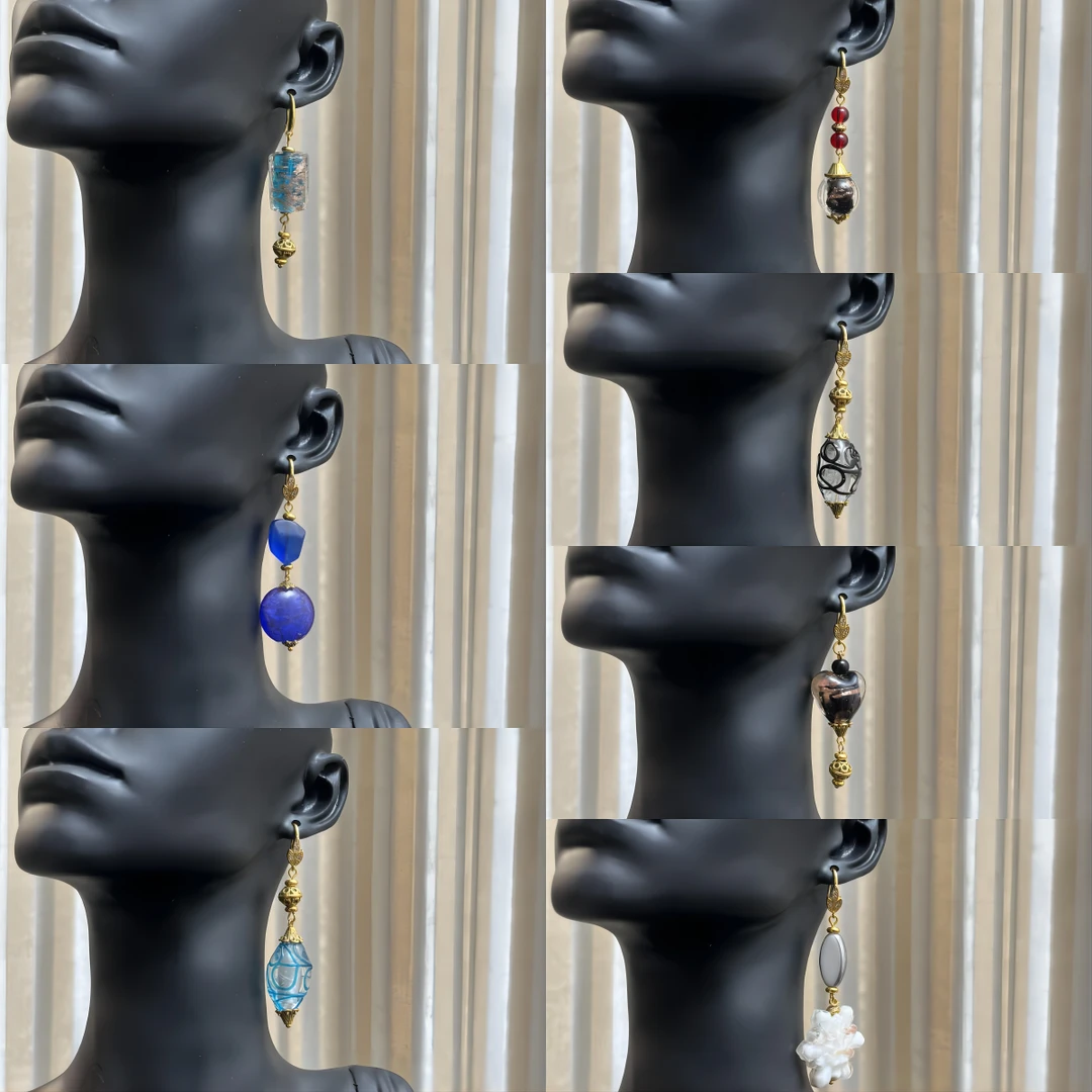 铜合金耳饰 各式各样的琉璃耳饰手工气质百搭彩色小众个性时尚