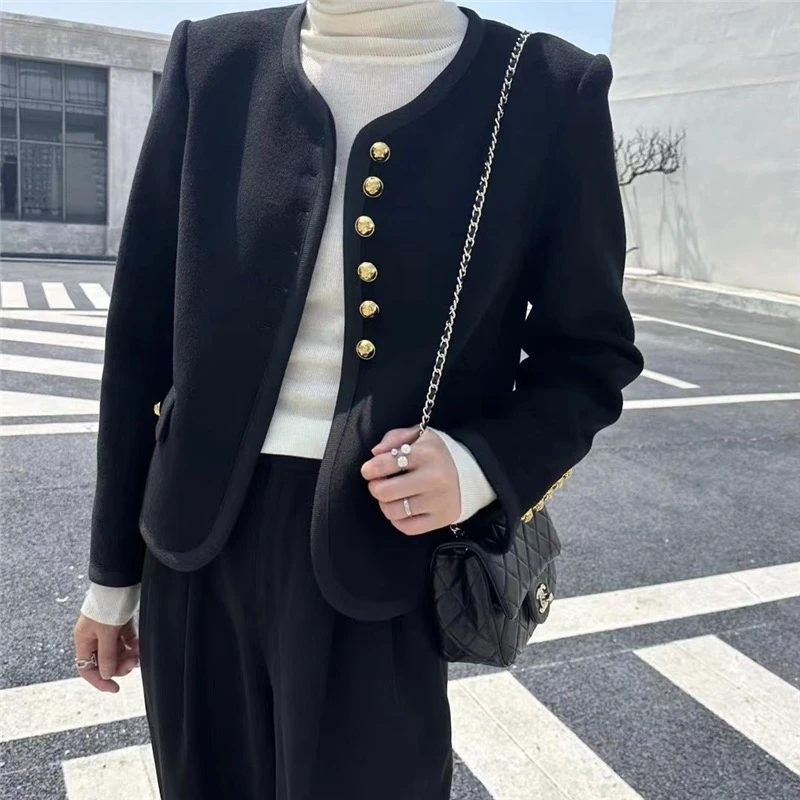 秋冬新款双面羊毛小香风休闲时尚小个子上衣百搭气质短款韩版