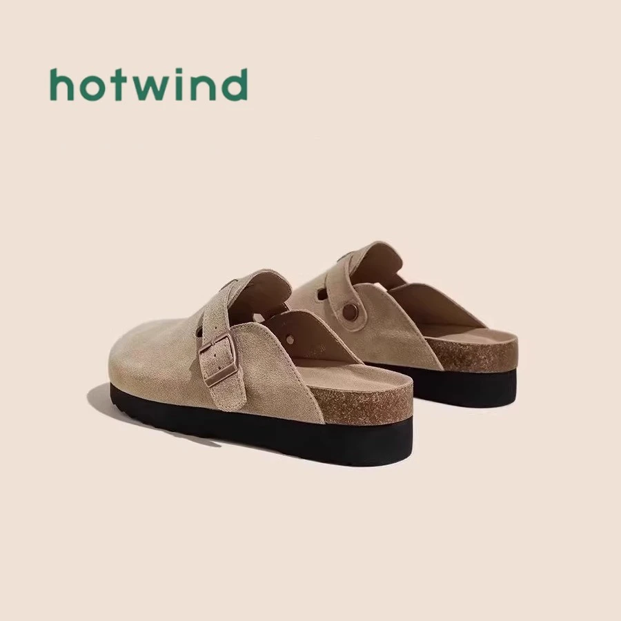 热风厚底勃肯鞋女2024年春秋季新款包头半拖鞋外穿拖鞋软木博肯鞋