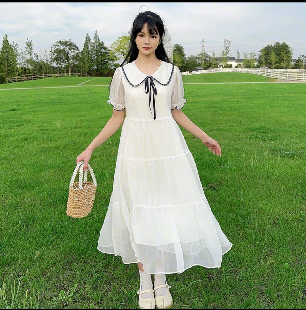 少女夏季连衣裙2025新款初高中学生仙女裙大童雪纺过膝长裙子洋气