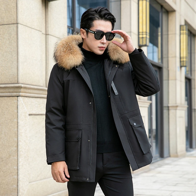 【雅仕予】新款男士冬季休闲外套中长款连帽男款可脱卸内胆加厚保暖