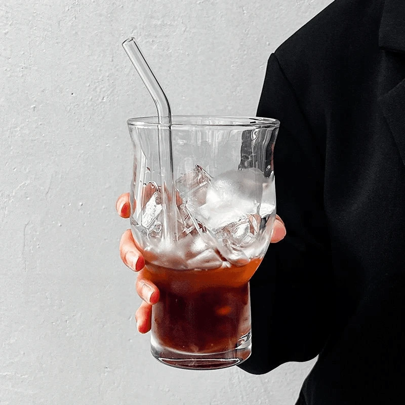 小众复古美式咖啡杯大容量洋酒杯气泡水杯饮品杯果茶杯透明杯T680