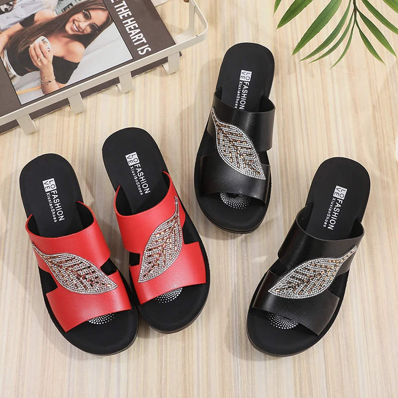 塔诺森夏季新款女士拖鞋妈妈凉拖鞋防滑防臭厚底时尚百搭女拖