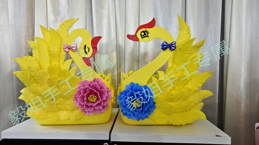 天鹅+火烈鸟图纸各种共15张手工制作不同图案图纸+2张复写纸