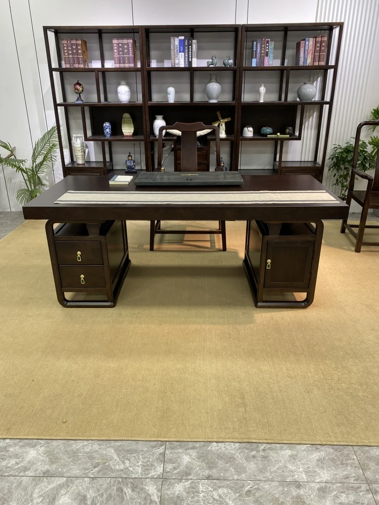 【定制协商】乌金木大板茶桌椅组合新中式家用茶几办公室禅意茶桌