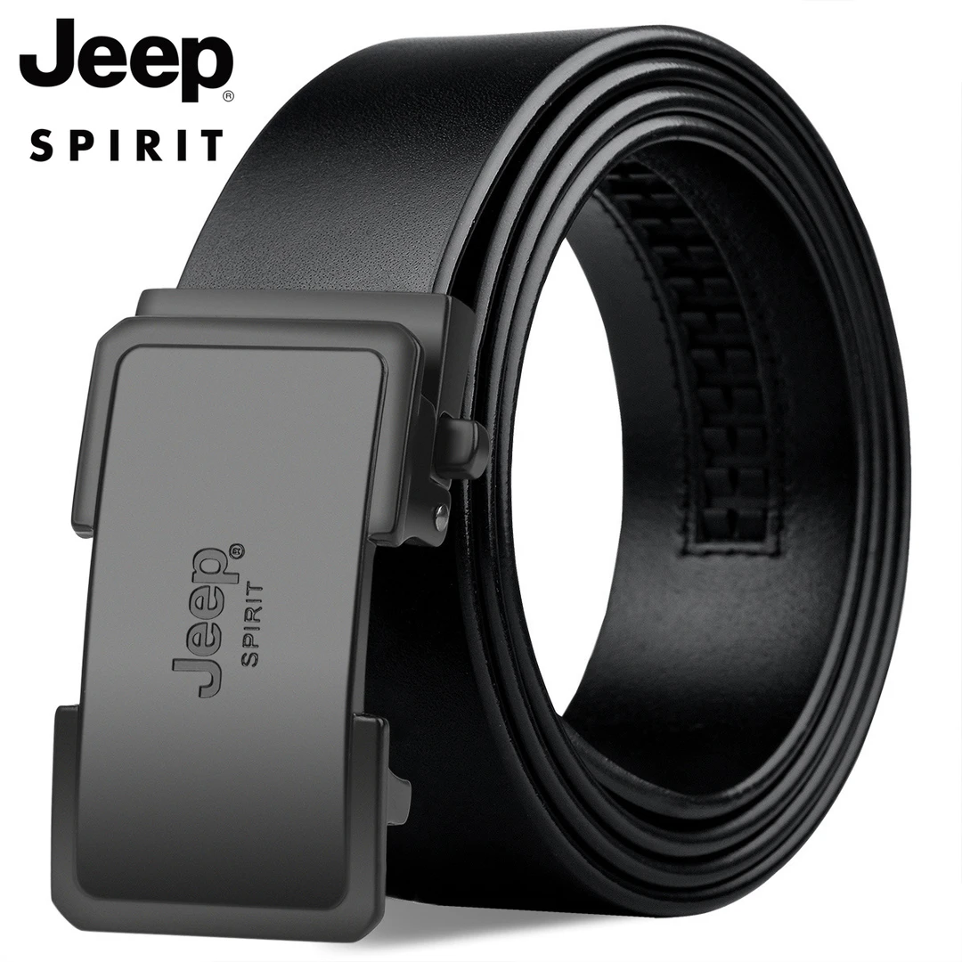 JEEP皮带男士细牙真皮自动扣商务裤带纯牛皮正品中青年腰带高档