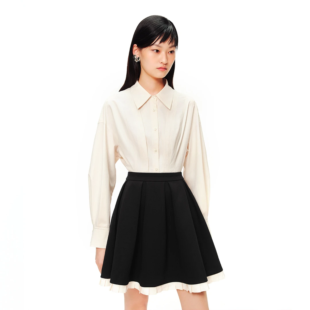 salt.p可颜长袖简约肌理感衬衫AC34130010