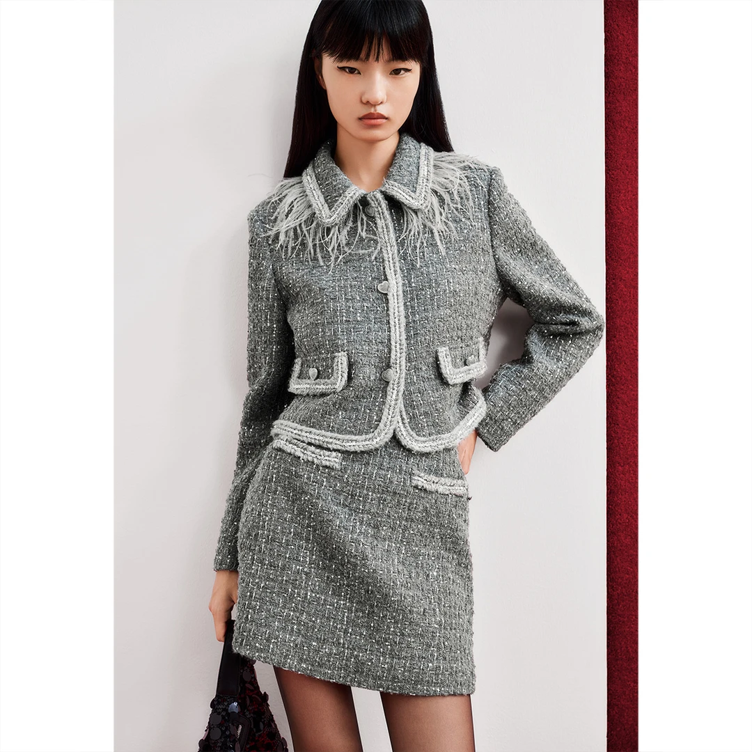 SALT.P可颜 新款羊毛混纺肌理感外套AC34510430