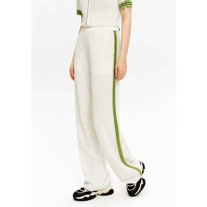 PSALTER诗篇百搭直筒休闲宽松新时尚撞色修身白色长裤6C64306593