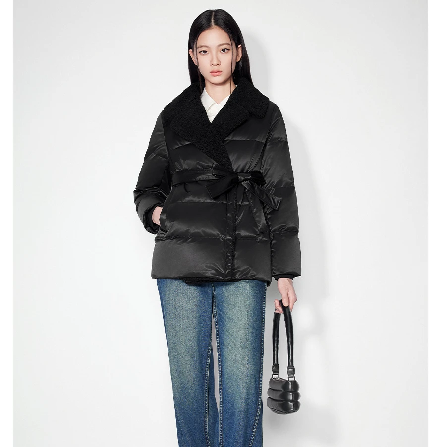 SALT.P可颜百搭收腰气质时尚中长款加厚泰迪翻领羽绒服AC34508480